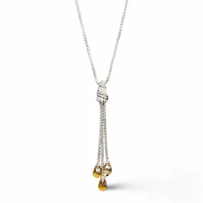 Cascade Briolette Dangle Pendant Necklace in sterling silver with citrine