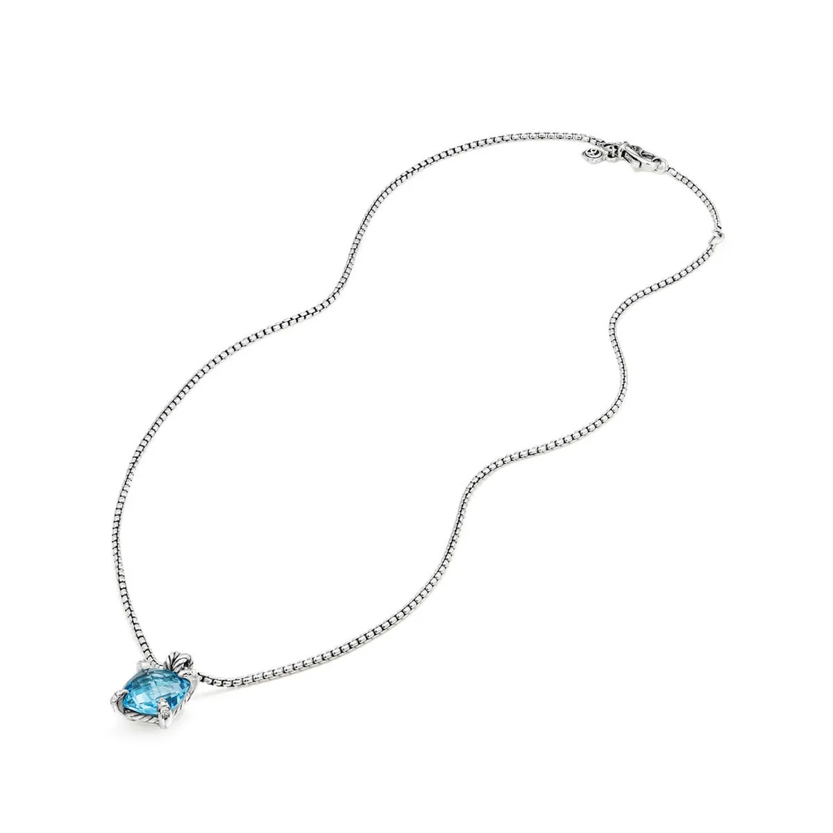 Chatelaine Pendant Necklace with Blue Topaz and Diamonds