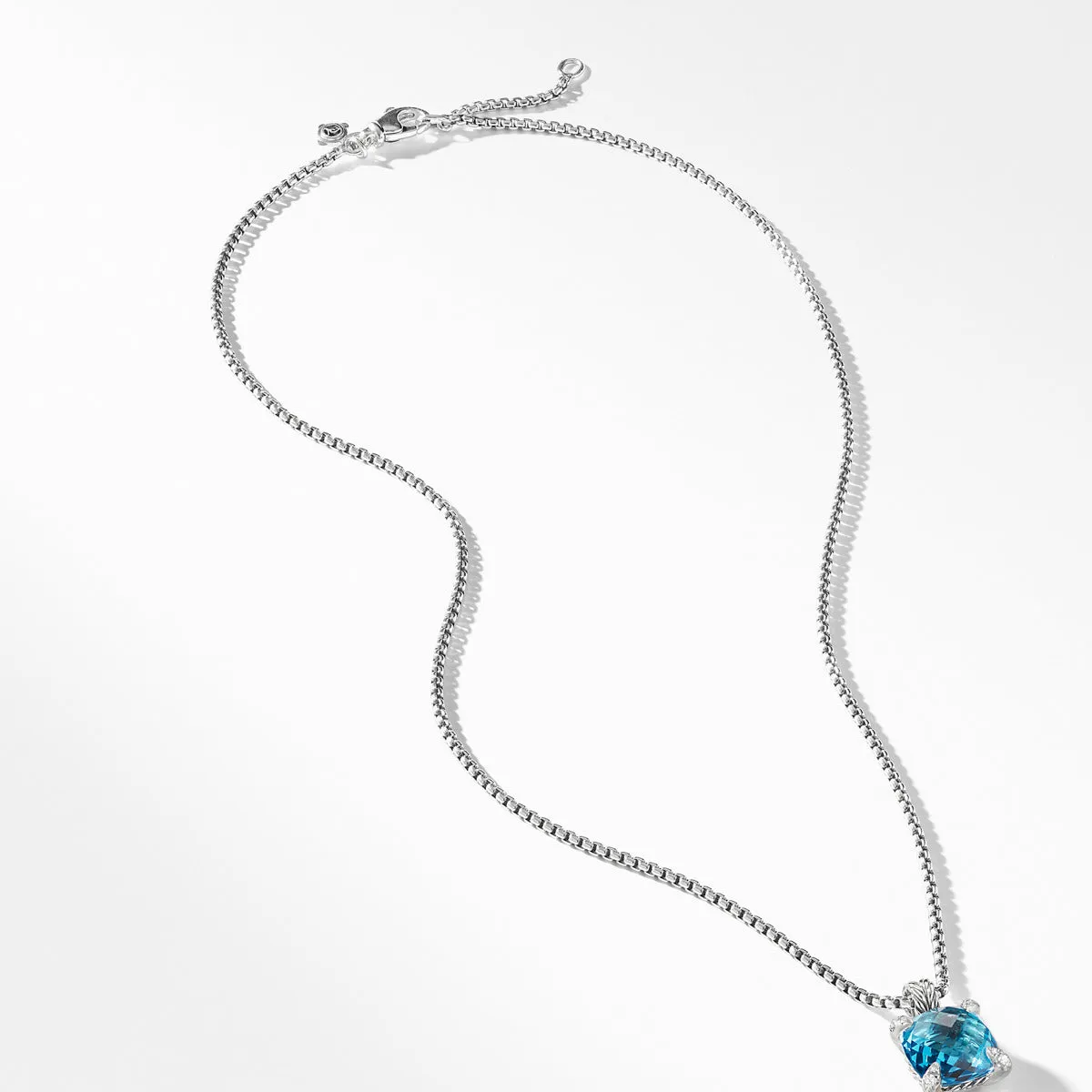 Chatelaine Pendant Necklace with Blue Topaz and Diamonds
