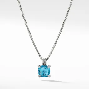 Chatelaine Pendant Necklace with Blue Topaz and Diamonds