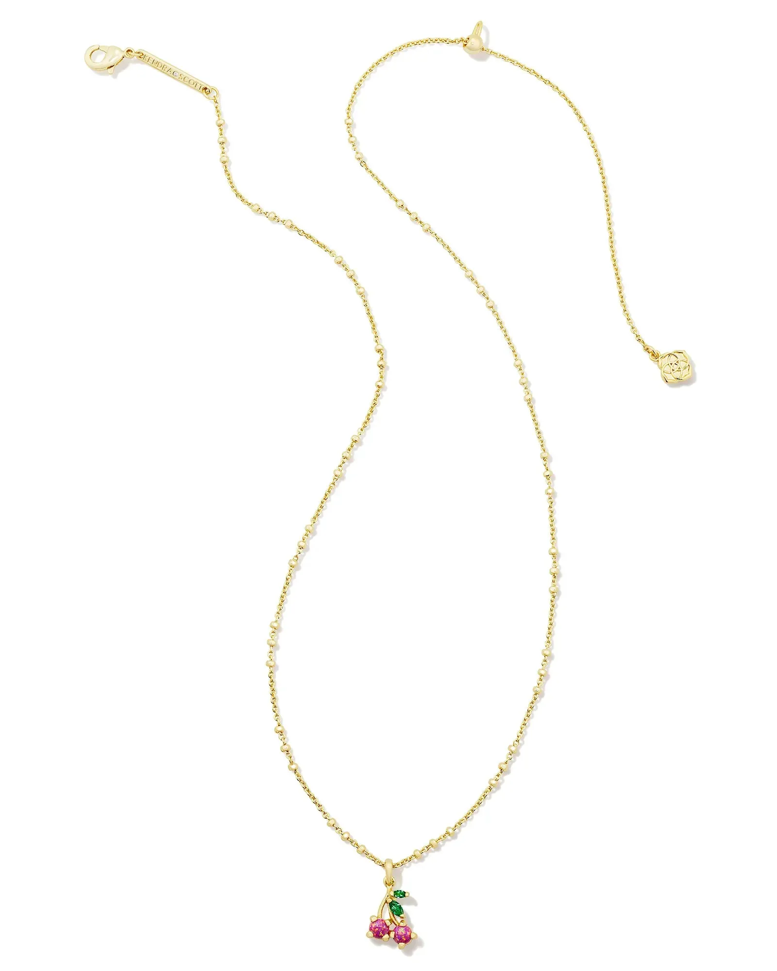 Cherry Gold Short Pendant Necklace in Berry Kyocera Opal