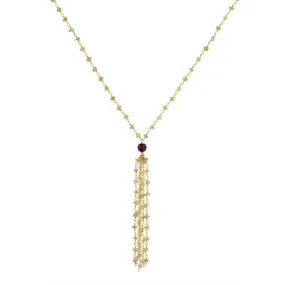 Citrine Tassle Necklace with Garnet Guru Bead