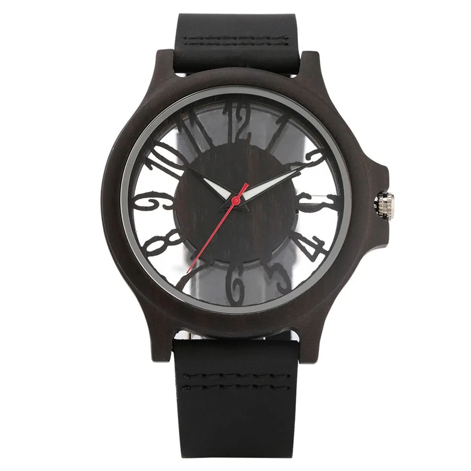 Classic Hollow Arabic Numerals Women's Wood Watch