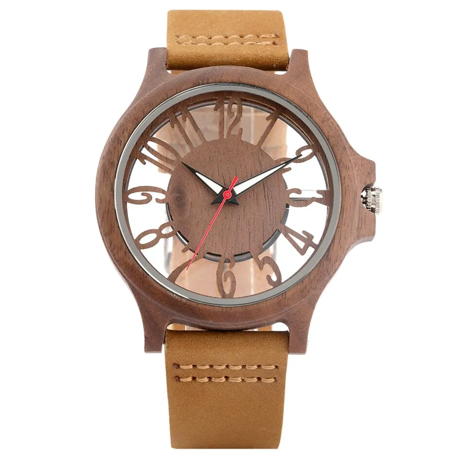 Classic Hollow Arabic Numerals Women's Wood Watch
