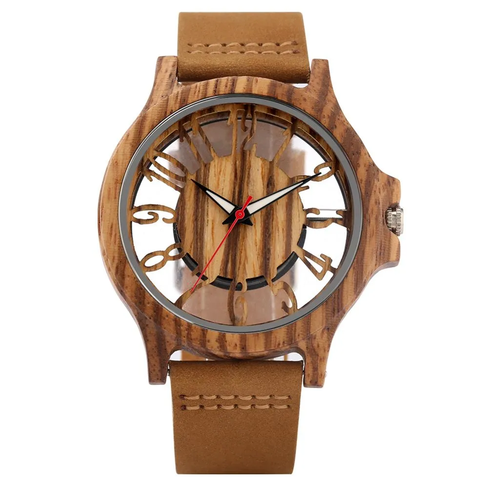 Classic Hollow Arabic Numerals Women's Wood Watch