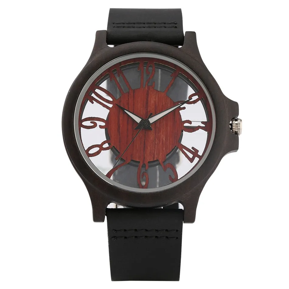 Classic Hollow Arabic Numerals Women's Wood Watch