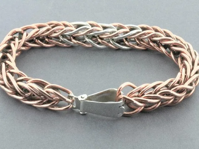 copper & silver interlinked chain bracelet