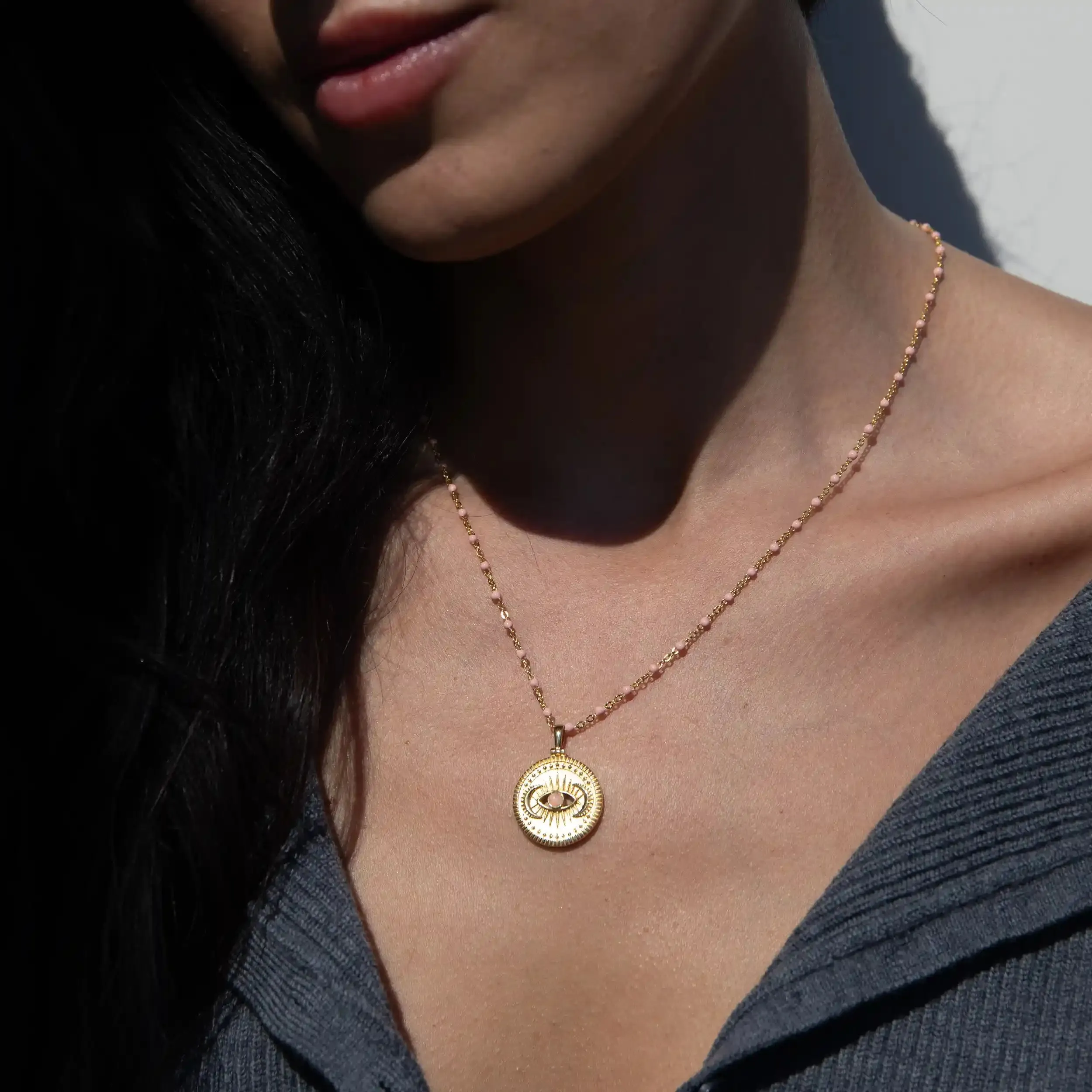 Cosmic Eye   Blush Enamel Necklace