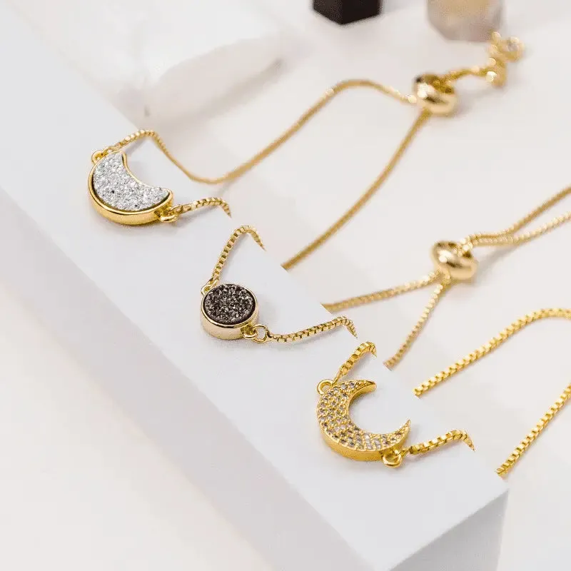 Crescent Moon Bracelet Gold Adjustable