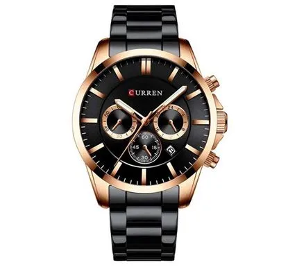 CURREN 8355 Silver Stainless Steel Chronograph Watch For Men - Silver