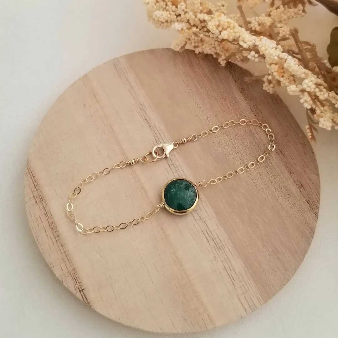 Dainty Gold Emerald Bracelet