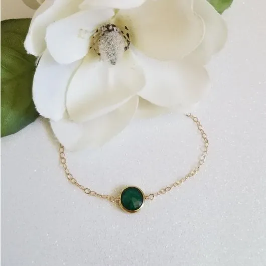 Dainty Gold Emerald Bracelet