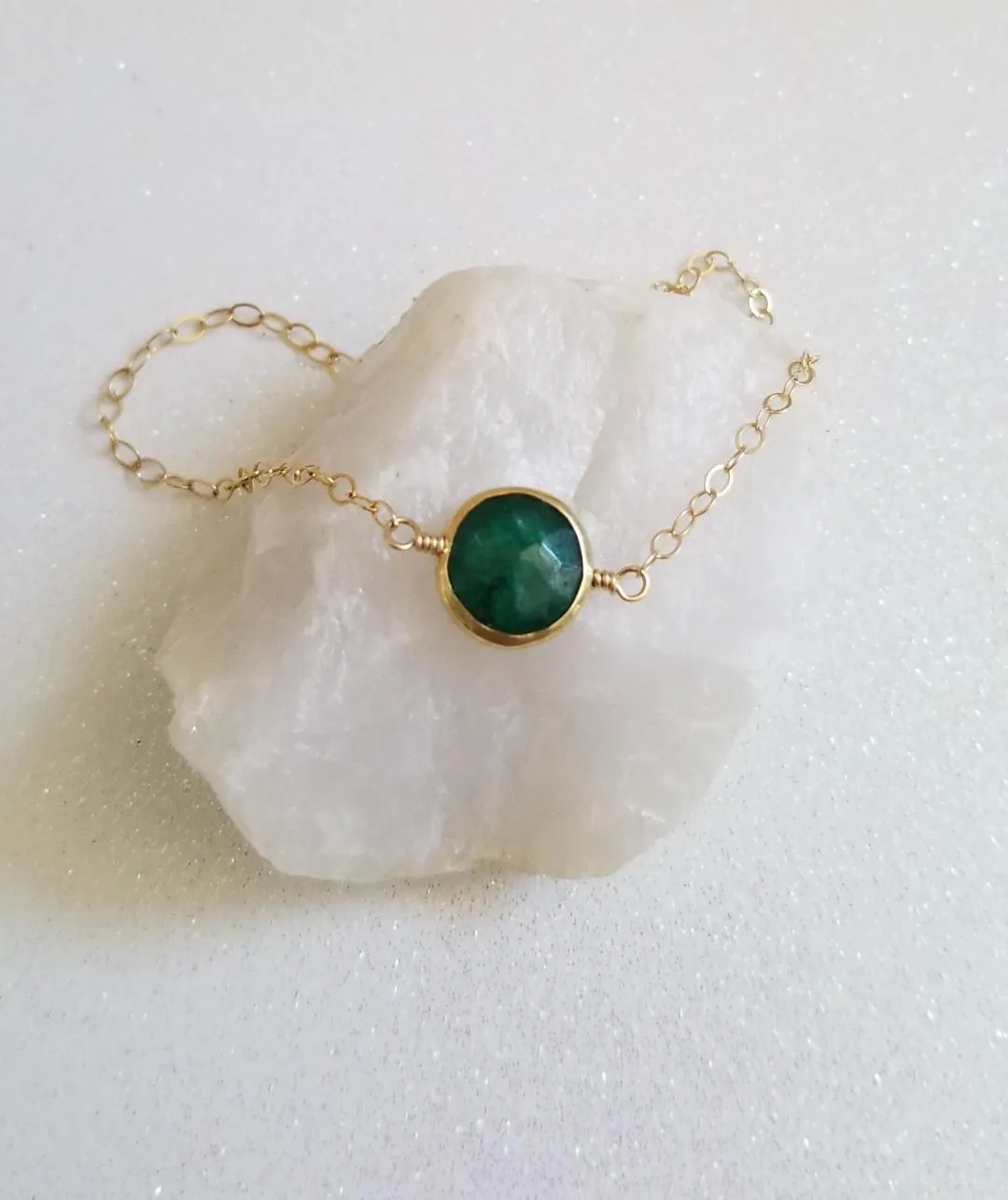 Dainty Gold Emerald Bracelet
