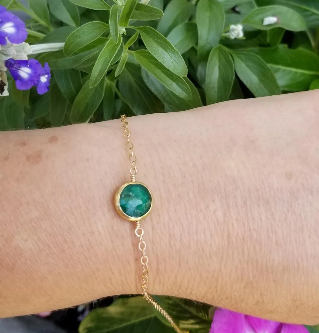 Dainty Gold Emerald Bracelet