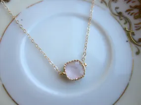 Dainty Opal Pink Necklace Gold Filled Chain - Bridesmaid Necklace - Wedding Jewelry - Valentines Day Gift - Gift under 25