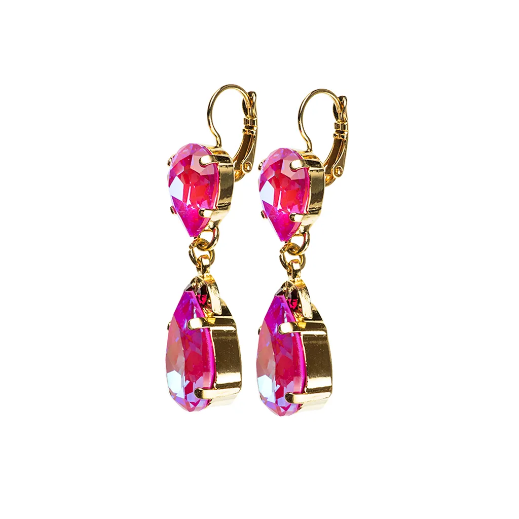Double Pear Embellished Leverback Earrings in Sun-Kissed "Blush" *Custom*