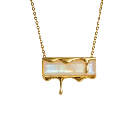 Dripping Gemstone Pendant Necklace Gold in various gemstones