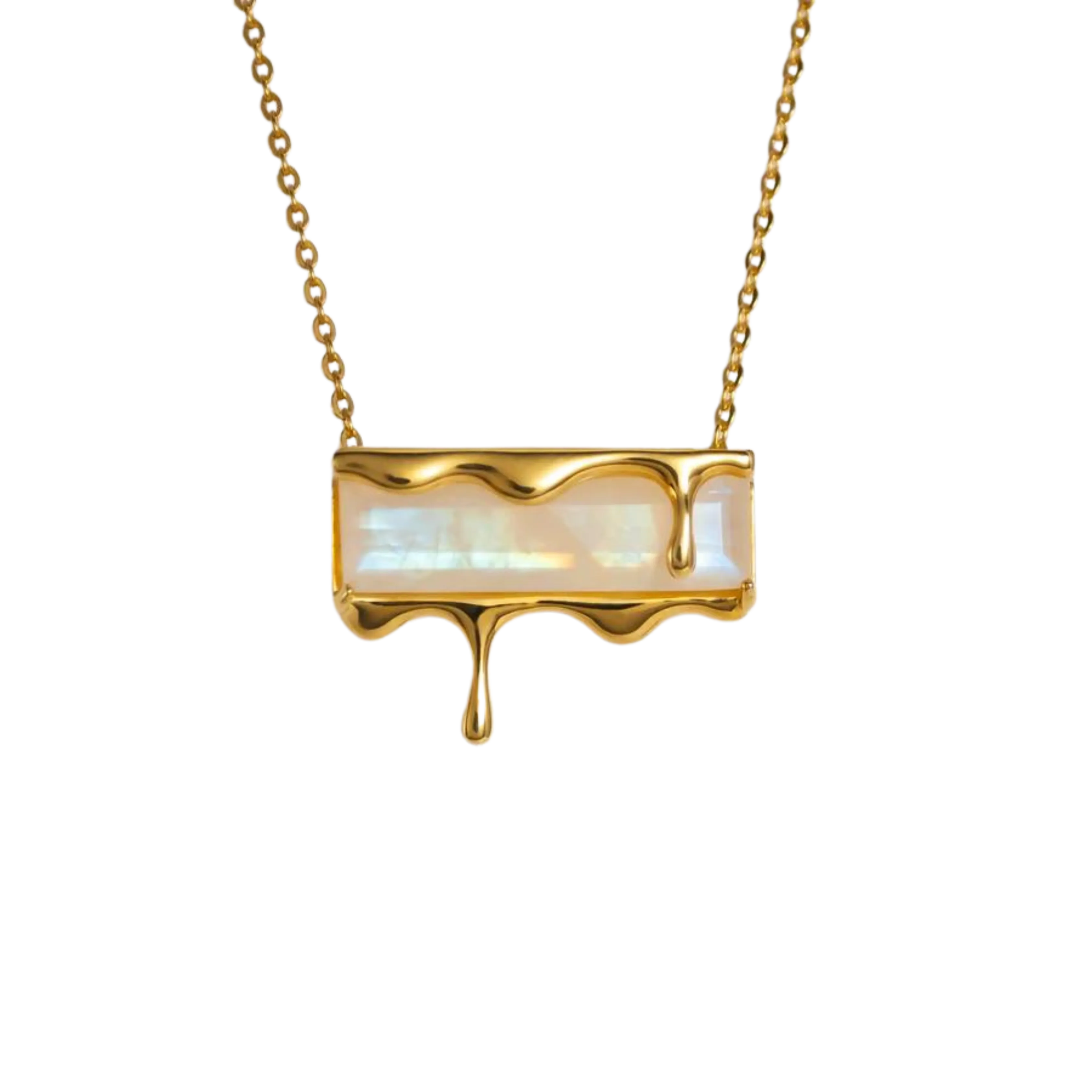 Dripping Gemstone Pendant Necklace Gold in various gemstones