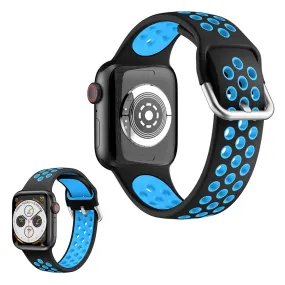 Dual color silicone watch band for Apple Watch Series 6 / 5 44mm - Black / Blue