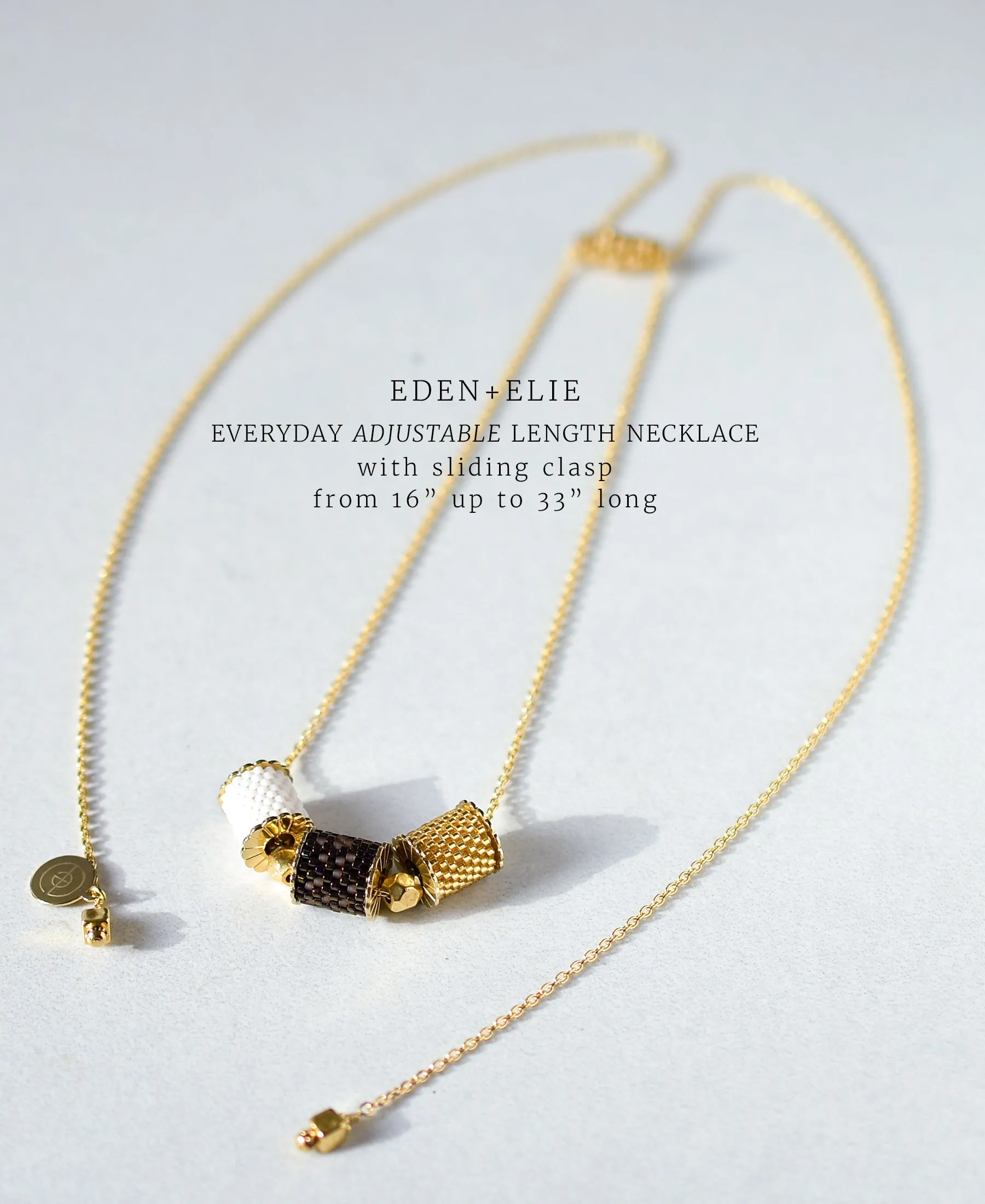 EDEN   ELIE Everyday Adjustable Length Necklace - golden sand