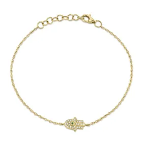 Emerald and Diamond Hamsa Bracelet
