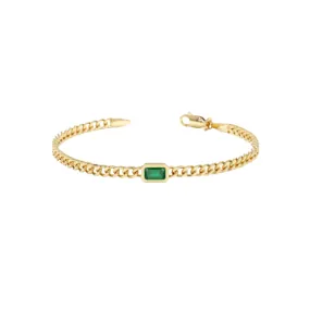 Emerald Bezel Birthstone Bracelet