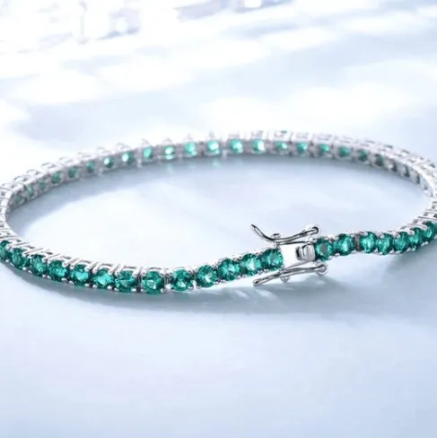 Emerald Green Round Cut Bracelet