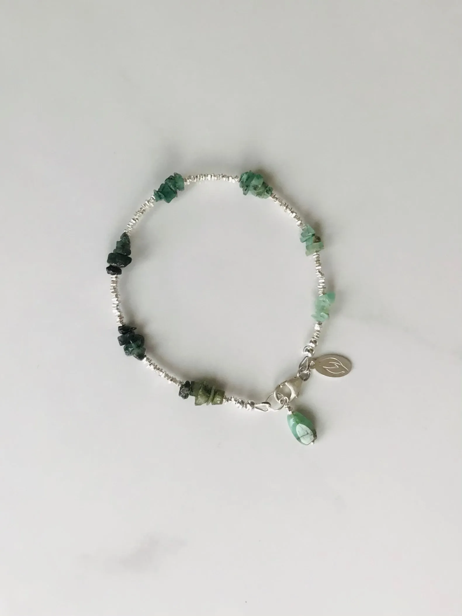Emerald Nuggets & Fine Silver Bracelet