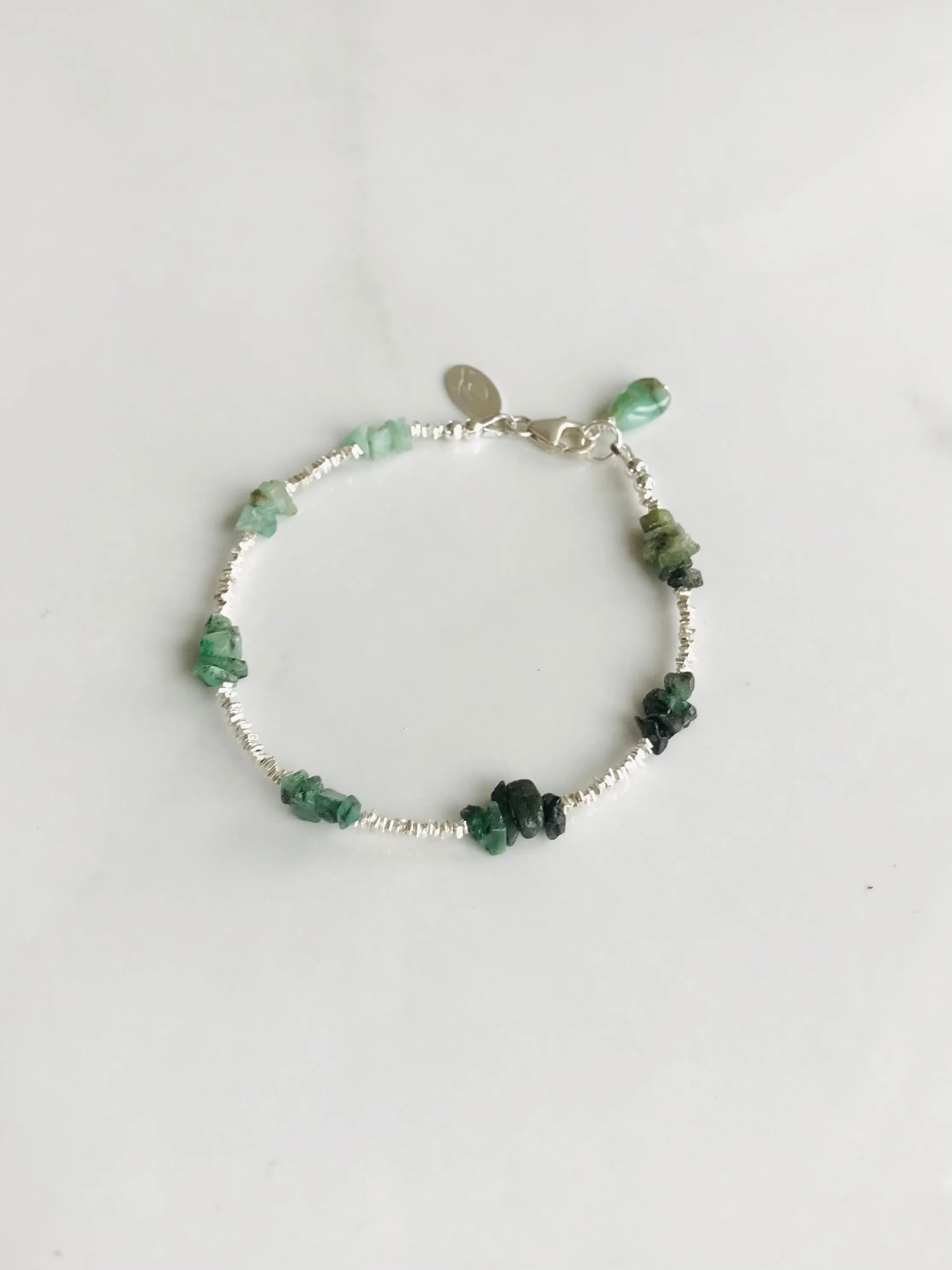 Emerald Nuggets & Fine Silver Bracelet