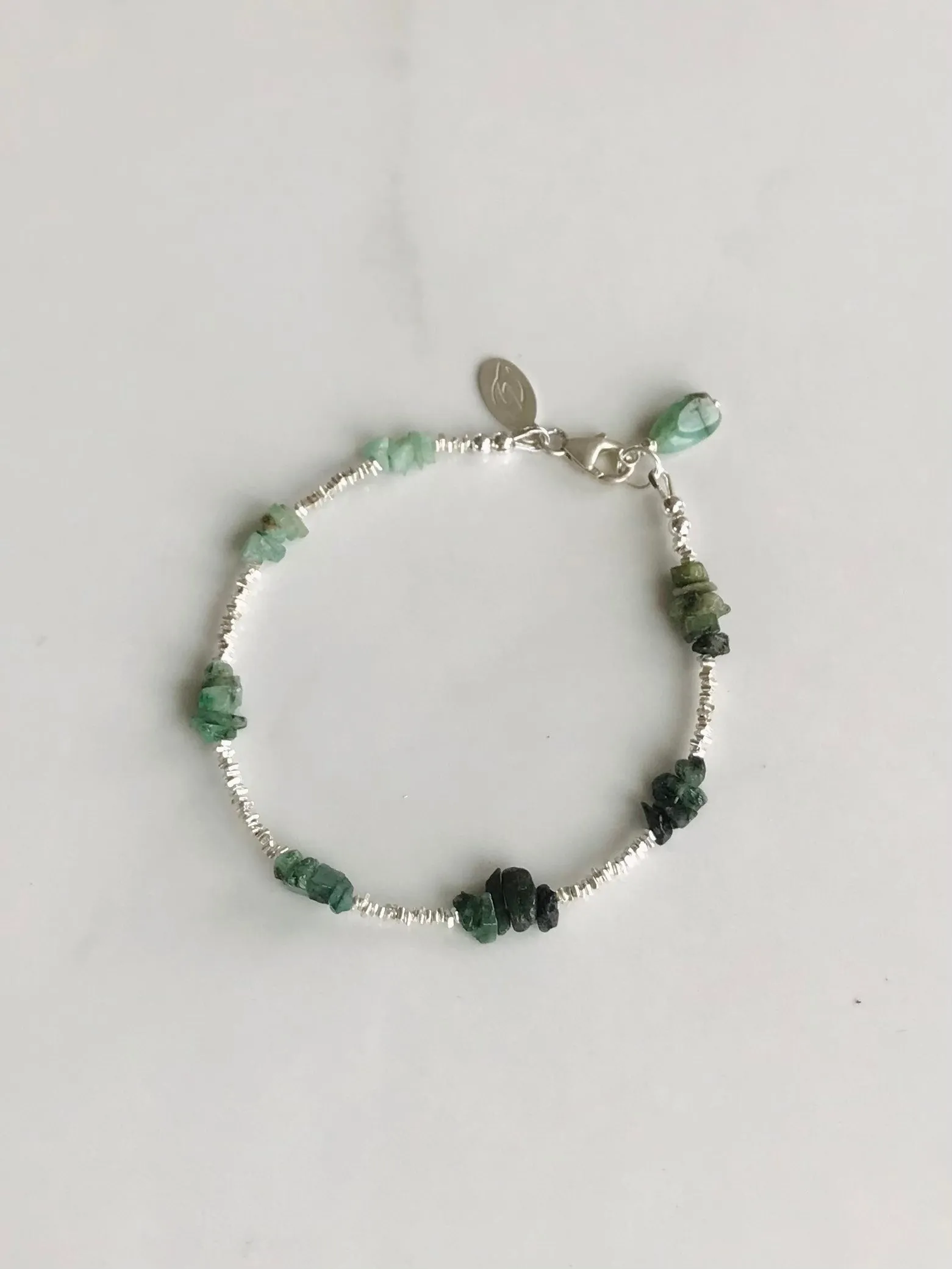 Emerald Nuggets & Fine Silver Bracelet