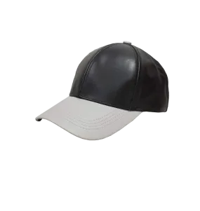 Emstate Black and Grey Men's Genuine Cowhind Leather Adjustable Baseball Cap