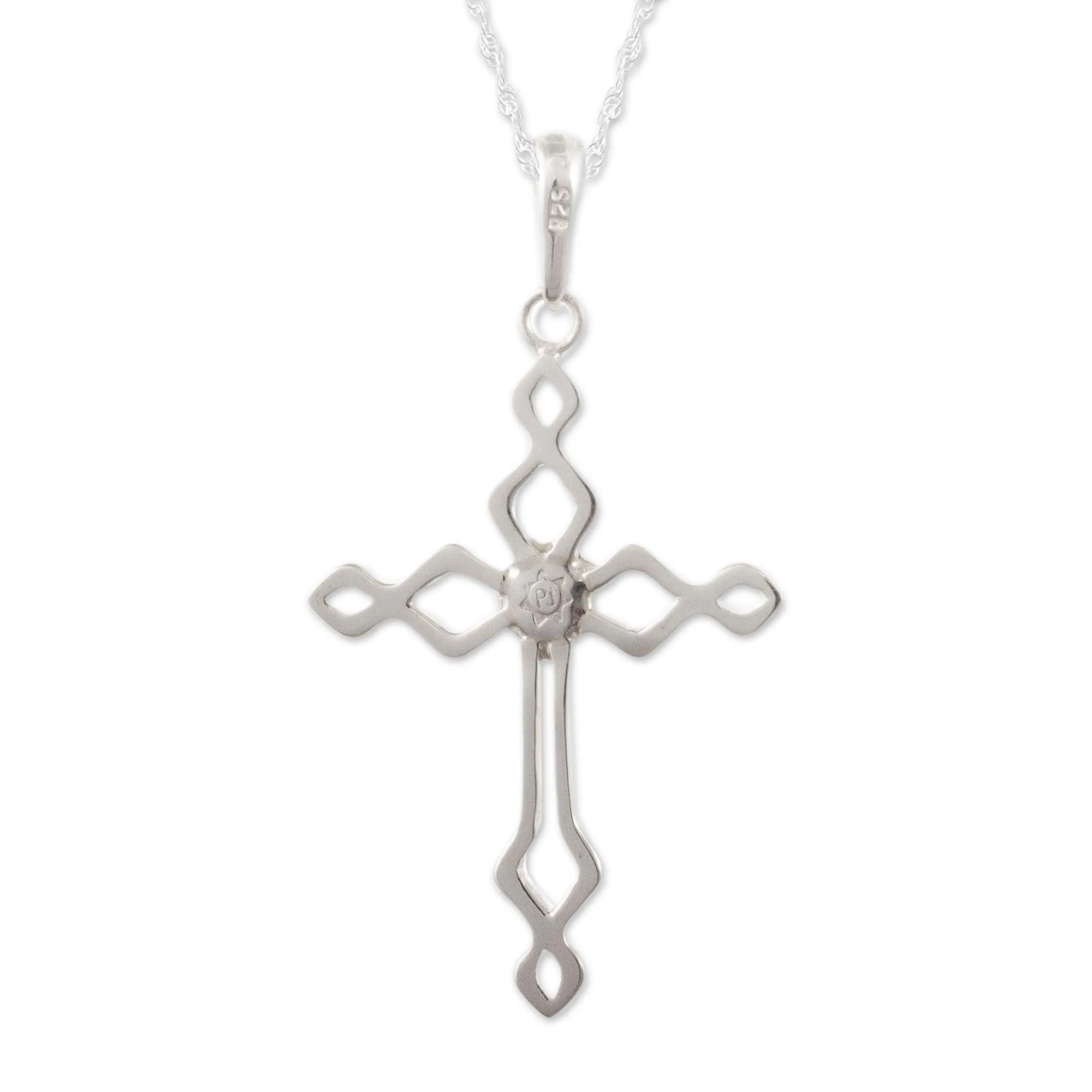 Faith and Devotion Sterling Silver and Opal Cross Necklace