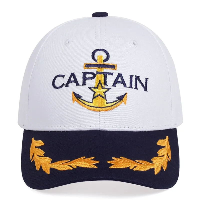 Fashion Baseball Caps Ship Spear Letters Embroidery White Turning Caps Snapback Hats Lace Straight Brim Hip Hop Outdoor Hats