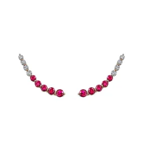 FLOATING DIAMOND AND RUBY EARRING