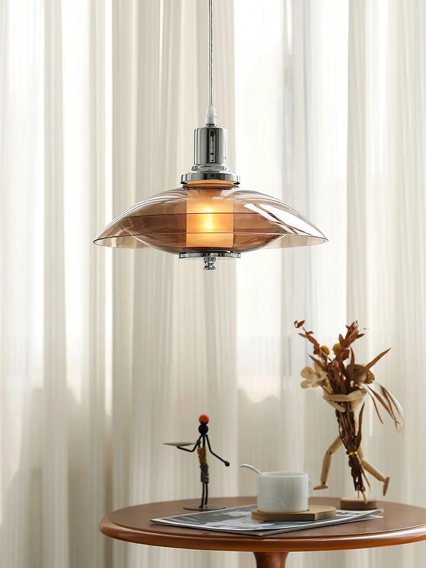 Flying Saucer Chrome Pendant Light