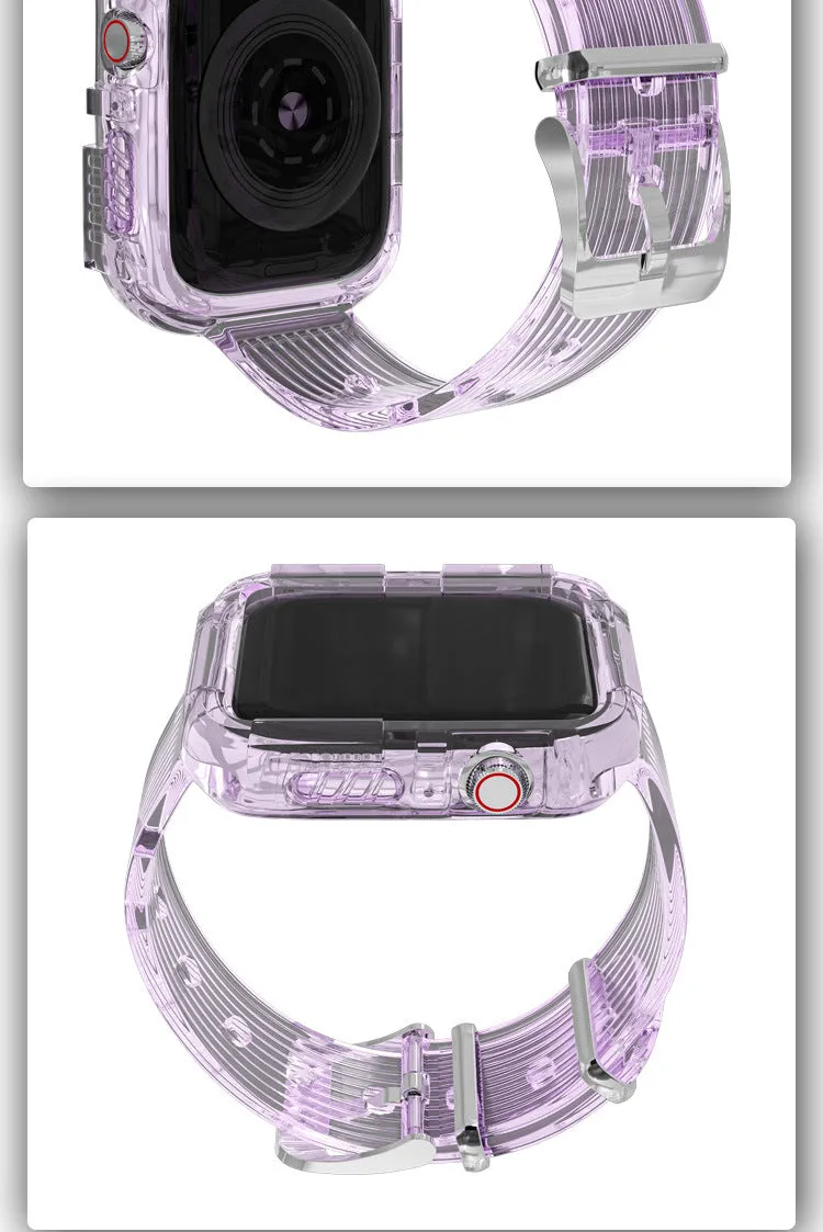 For Apple Watch 1/2/3/4/5 transparent silicone integrated sports strap