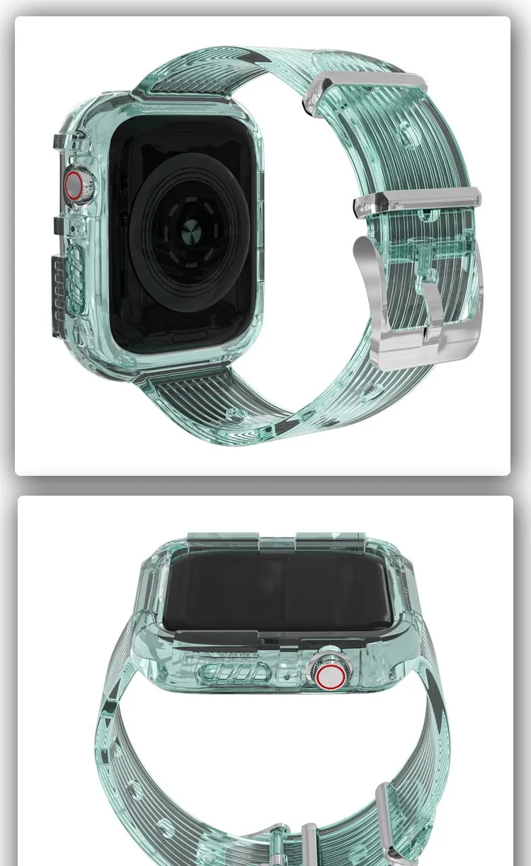 For Apple Watch 1/2/3/4/5 transparent silicone integrated sports strap