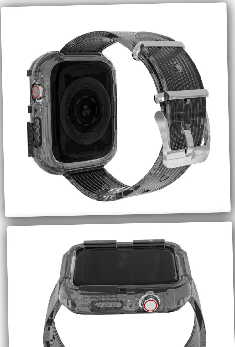 For Apple Watch 1/2/3/4/5 transparent silicone integrated sports strap