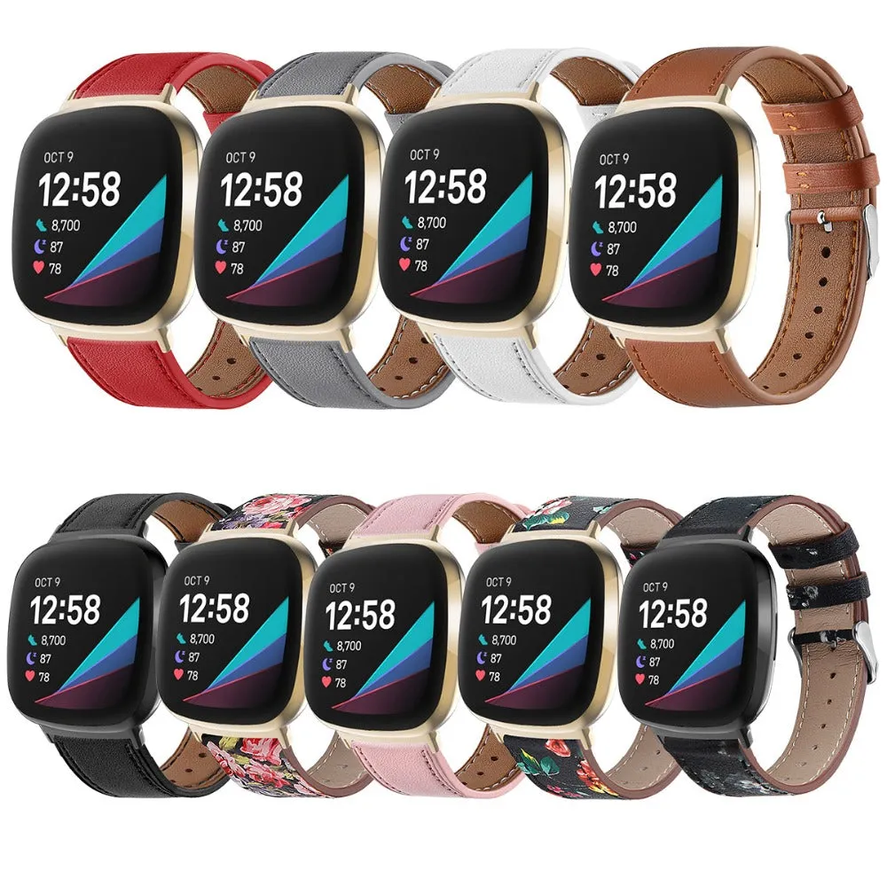 For fitbit versa 3 smart watch classic double-sided first layer cowhide leather strap for fitbit versa 3 / for fitbit sense band