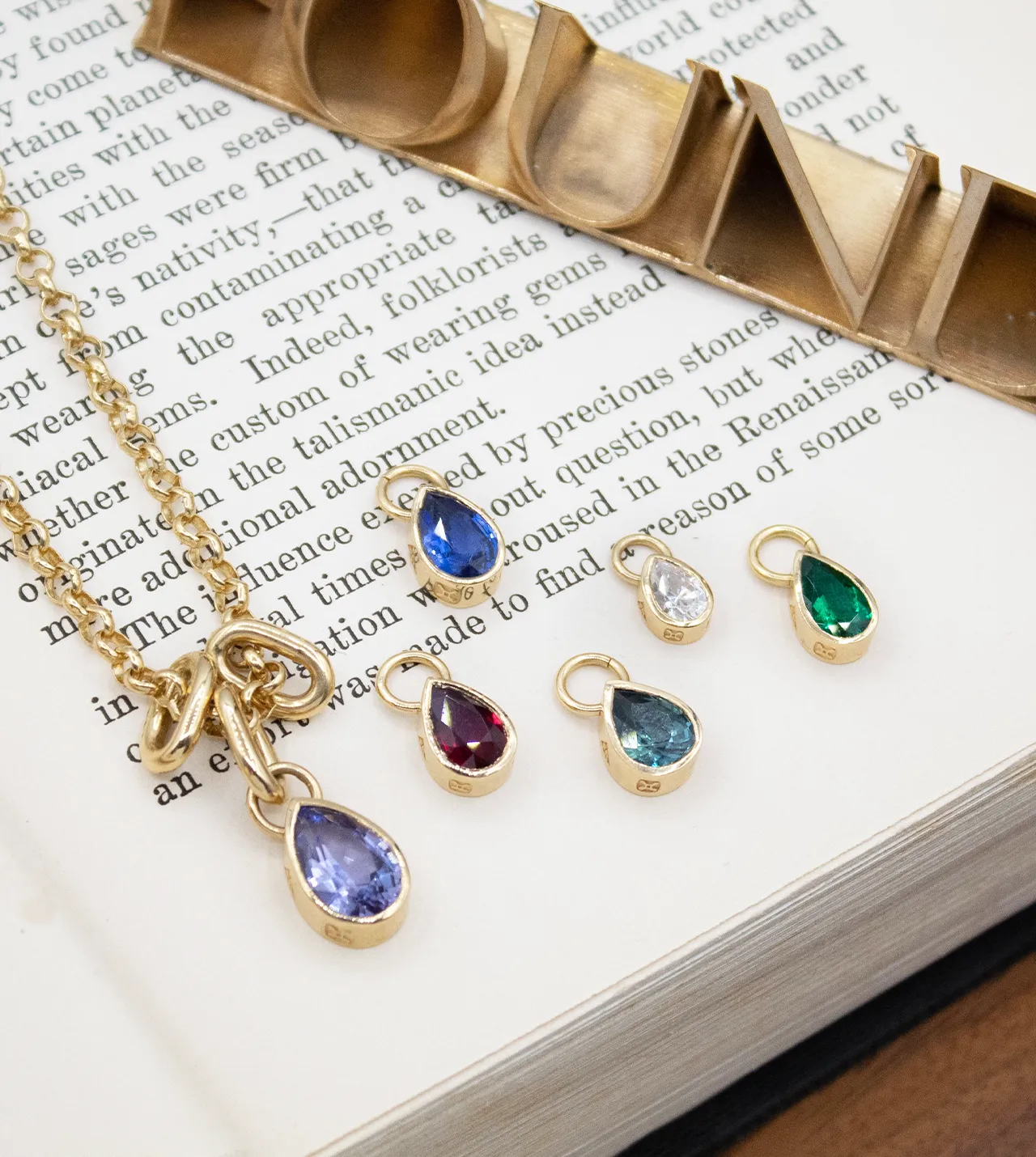 Forever & Always a Pair - Love : 0.45ct Gemstone Pear Pendant with Annex Link