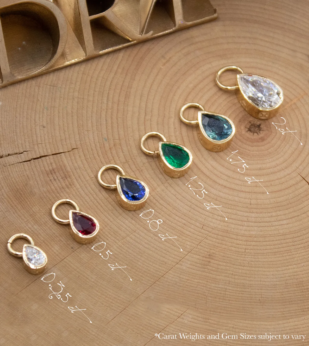 Forever & Always a Pair - Love : 2ct Gemstone Pear Pendant with Annex Link
