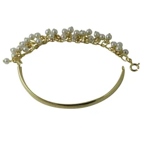 Freshwater Pearl Gold Bar Bangle Bracelet APOP EXCLUSIVE