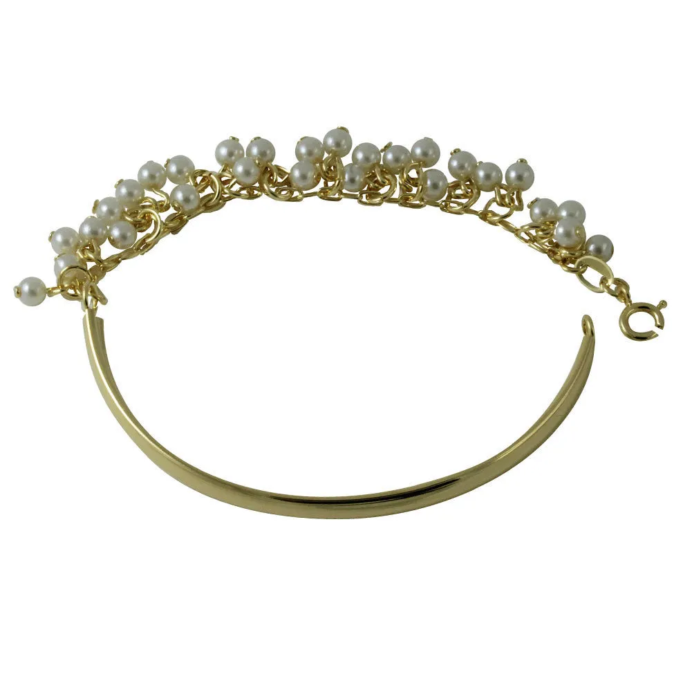 Freshwater Pearl Gold Bar Bangle Bracelet APOP EXCLUSIVE