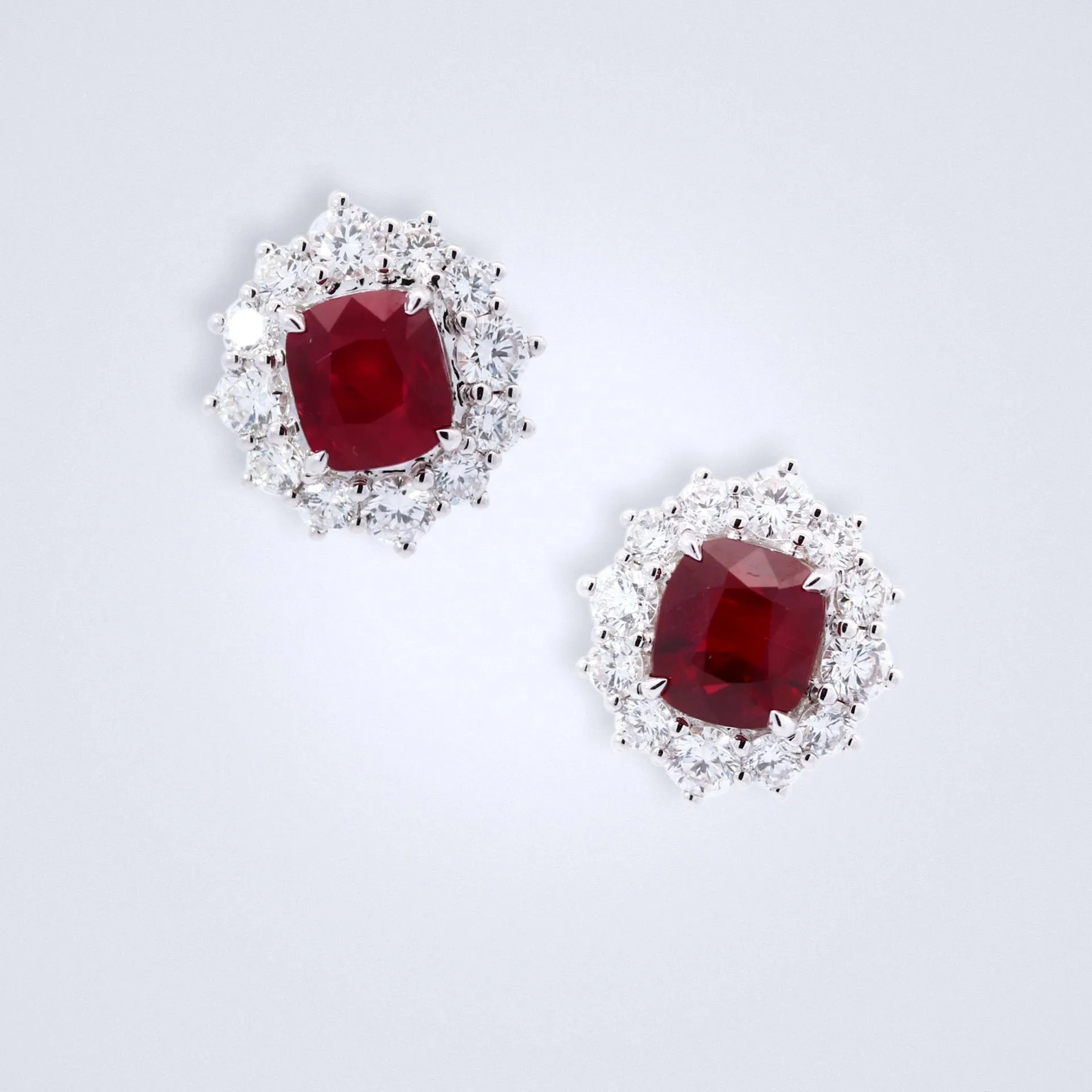Glamorous Pigeon's Blood Ruby Diamond Earrings