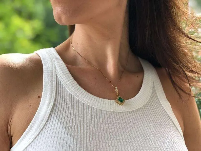 Gold Citrine Pendant - Natural Citrine Necklace, November Birthstone Necklace