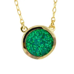 Gold-Dipped Blue Opal Solitaire Necklace