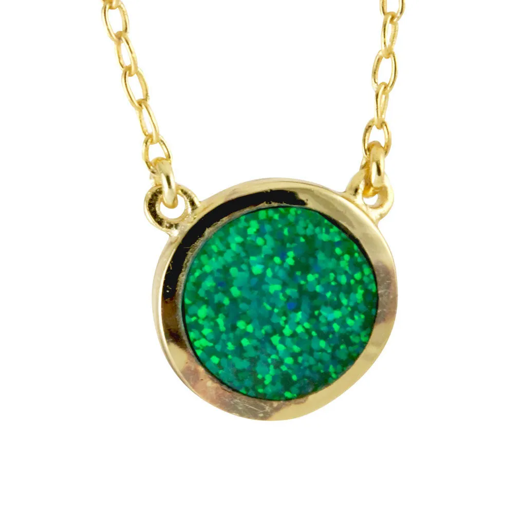 Gold-Dipped Blue Opal Solitaire Necklace