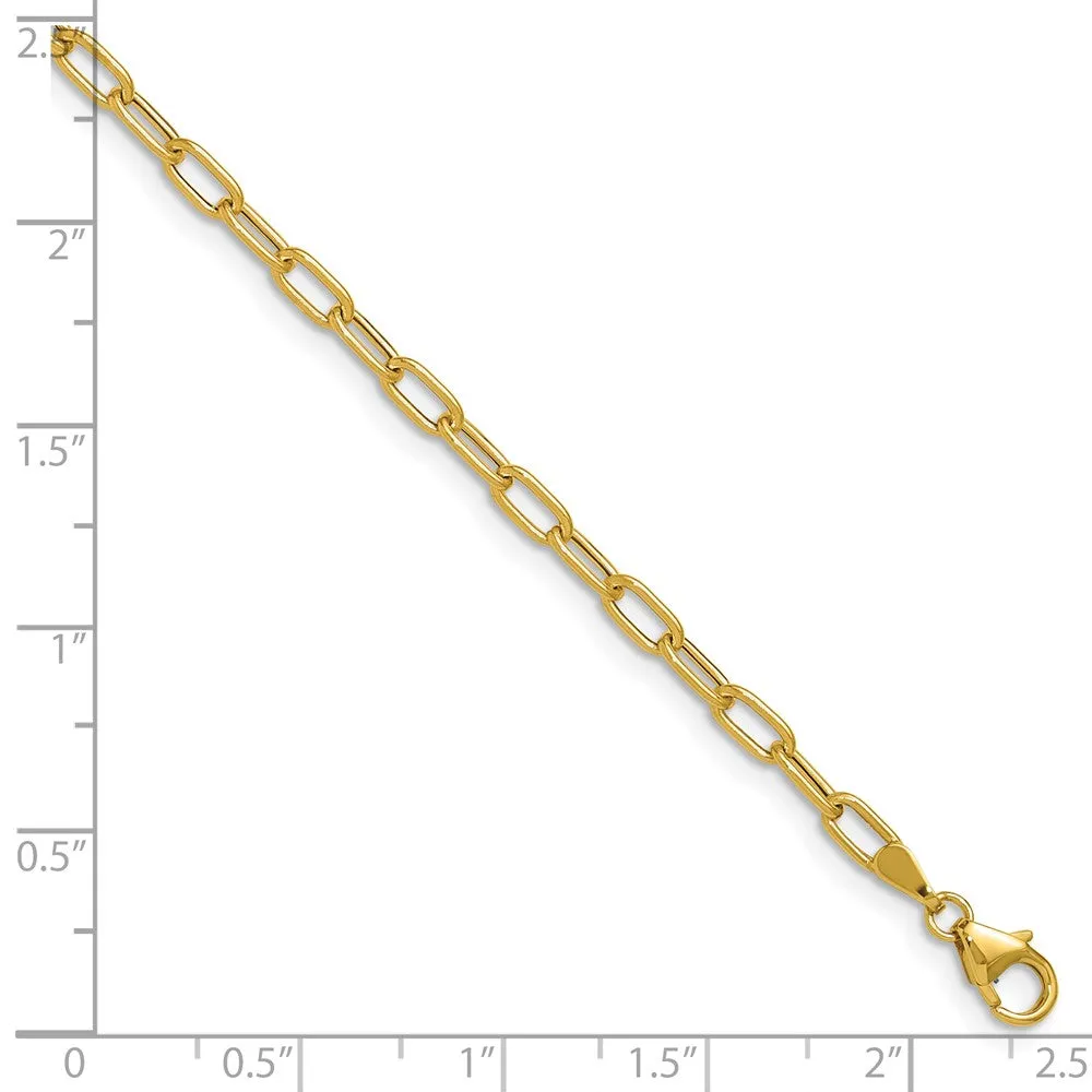 Gold Leslie's 14k 3.0mm 7 Inches Semi-Solid Paperclip Chain Bracelet Model-7359-7