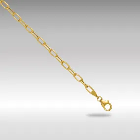 Gold Leslie's 14k 3.0mm 7 Inches Semi-Solid Paperclip Chain Bracelet Model-7359-7