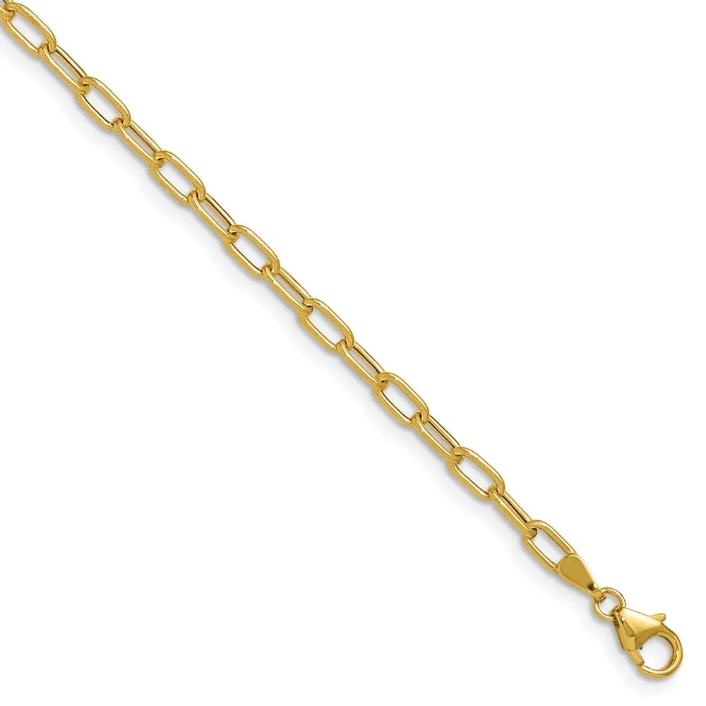Gold Leslie's 14k 3.0mm 7 Inches Semi-Solid Paperclip Chain Bracelet Model-7359-7